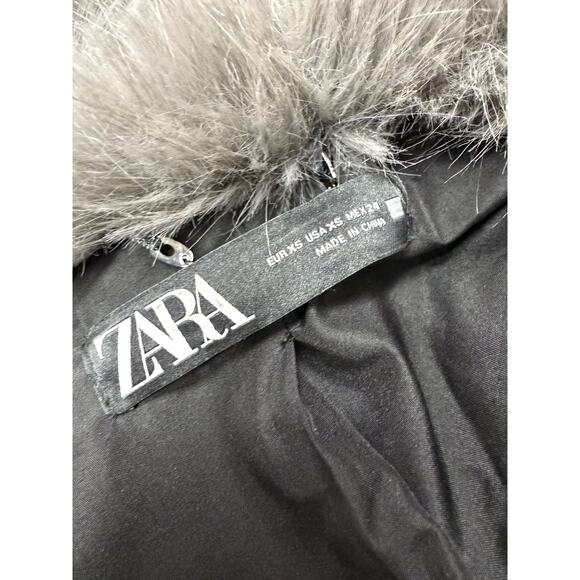 ZARA Blogger-Favorite Faux Fur Cropped Jacket Gray Hook & Eye XS 6318/261 - Picture 10 of 12